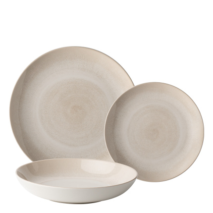 Service d'assiettes 12 pièces Vulcano Sand | Lunasol