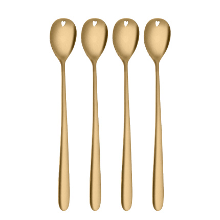 Cuillères à latte avec cœur dorées set 4 pièces – Love Cutlery