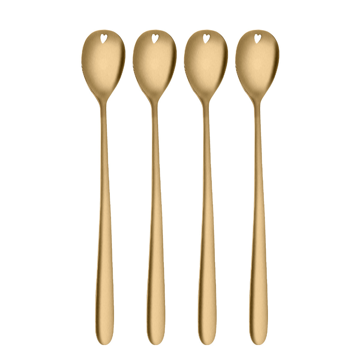 Cuillères à latte avec cœur dorées set 4 pièces – Love Cutlery