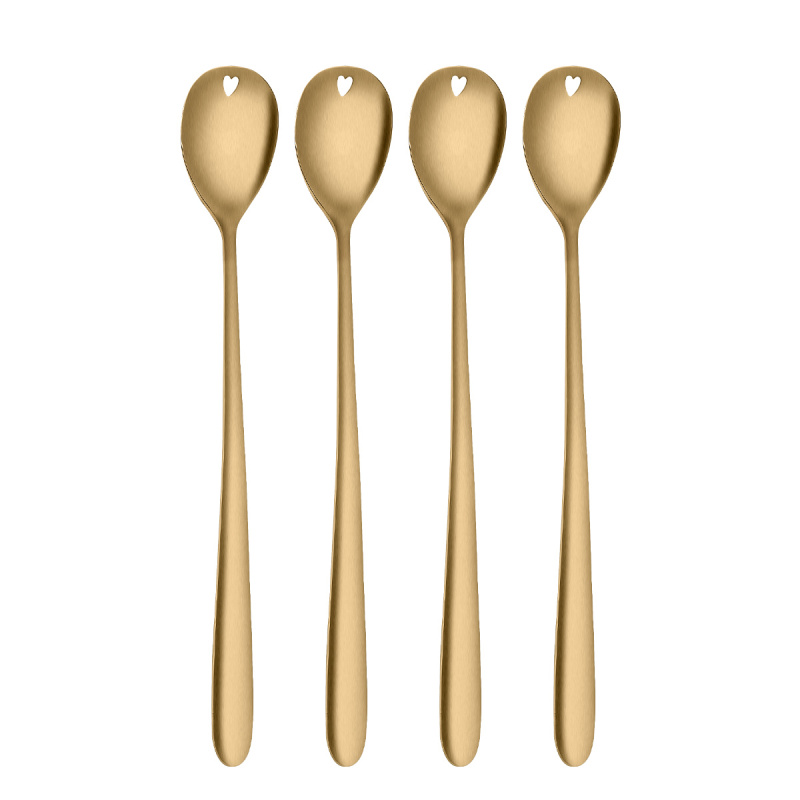 Cuillères à latte avec cœur dorées set 4 pièces – Love Cutlery