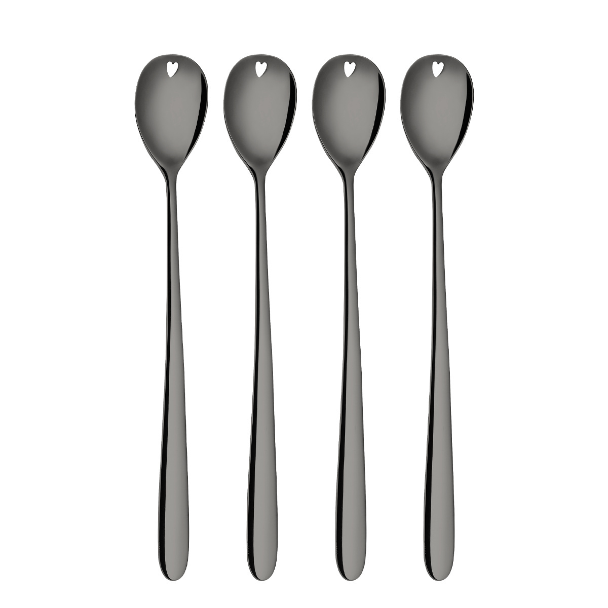 Cuillères à latte avec cœur grises set 4 pièces – Love Cutlery