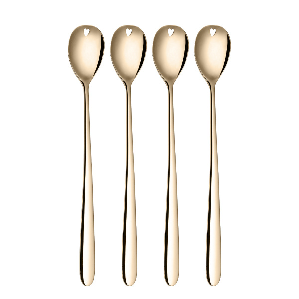 Cuillères à latte avec cœur champagne set 4 pièces – Love Cutlery
