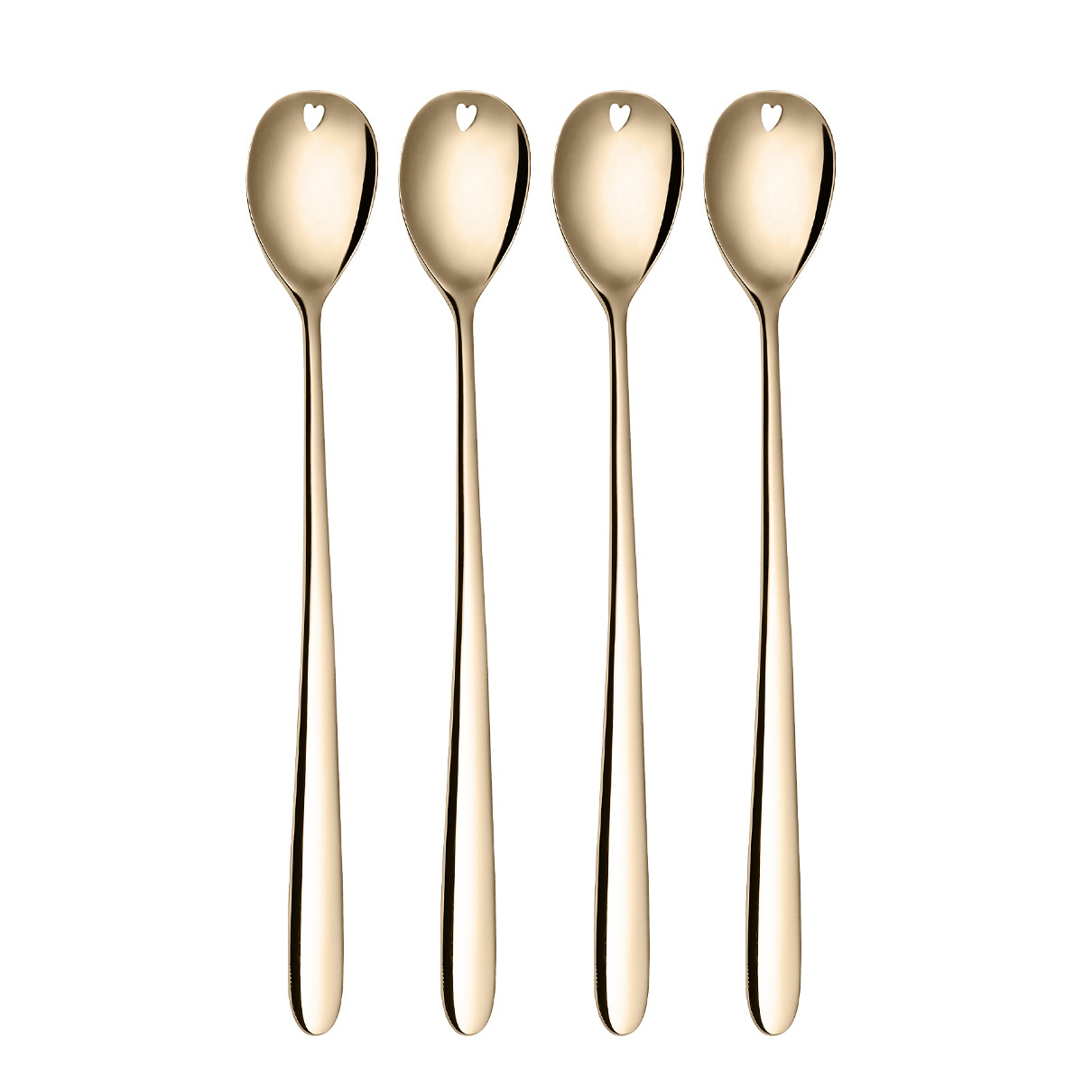 Cuillères à latte avec cœur champagne set 4 pièces – Love Cutlery
