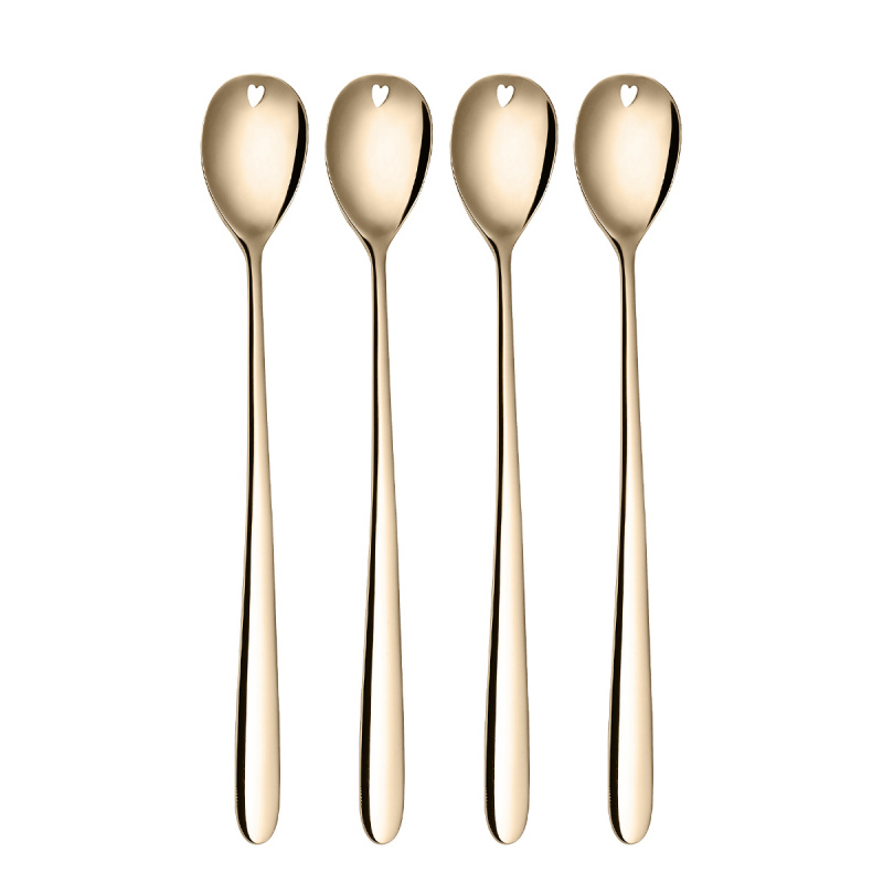 Cuillères à latte avec cœur champagne set 4 pièces – Love Cutlery