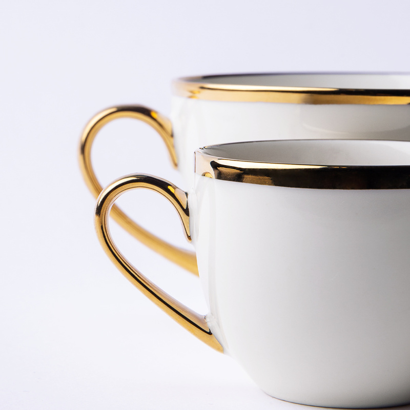 Ensemble de 8 tasses à café - FLOW Lunasol avec bordure dorée
