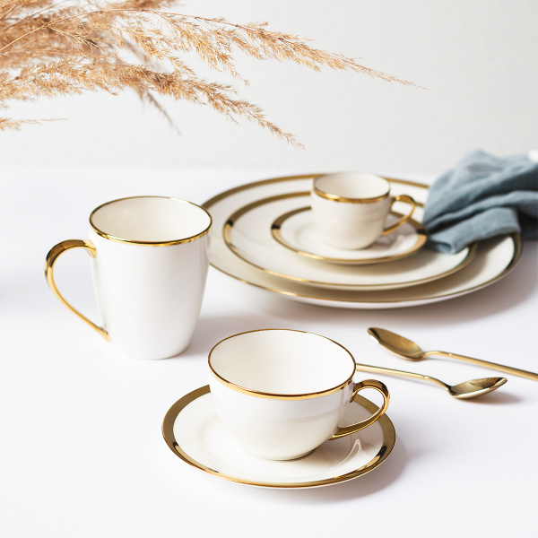 Ensemble de moka 8 pièces - FLOW Lunasol avec bord doré