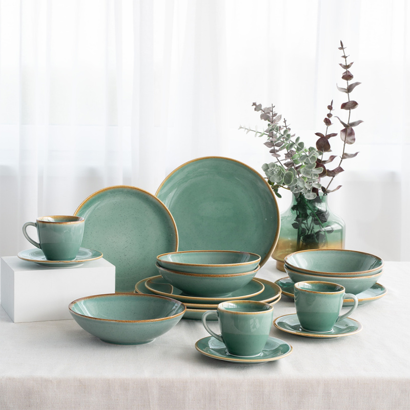 Service en porcelaine 30 pièces – Sand turquoise – Gaya