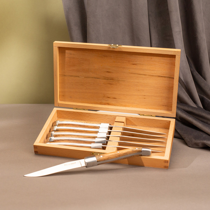 Couteaux à steak en coffret bois set 6 pièces - Basic
