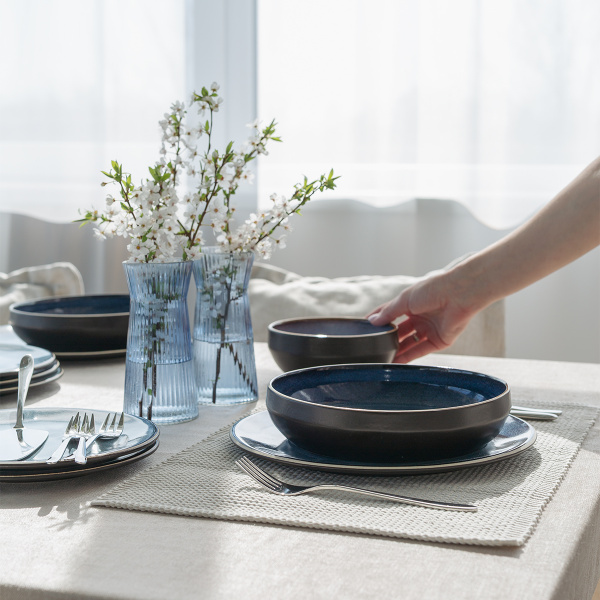 Set d'assiettes en céramique 18 pièces – Gaya Elements Night Terra