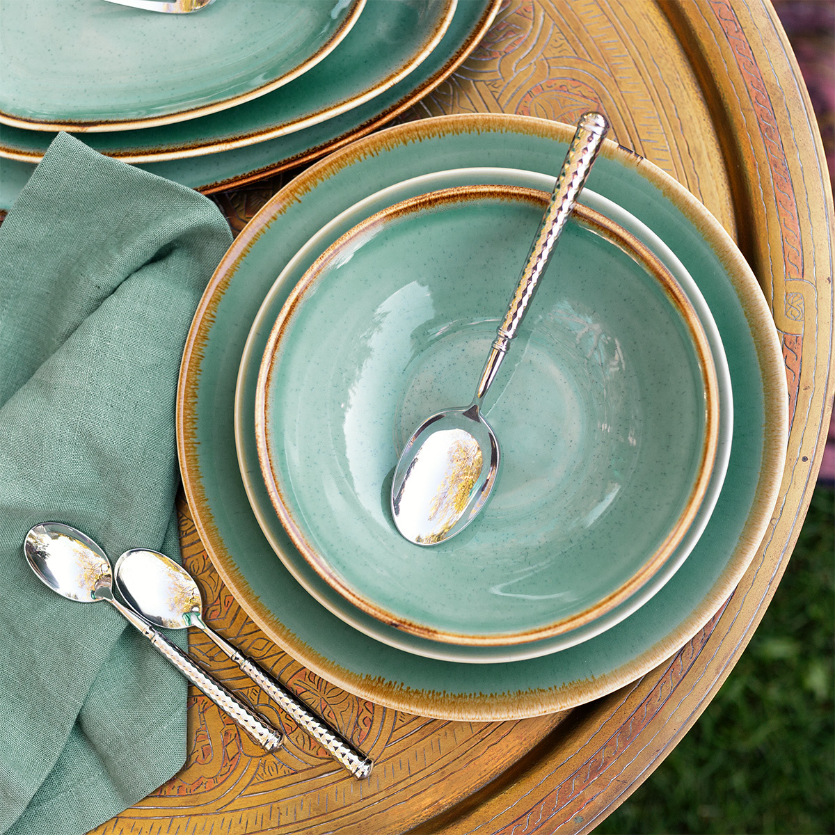 Service en porcelaine 30 pièces – Sand turquoise – Gaya