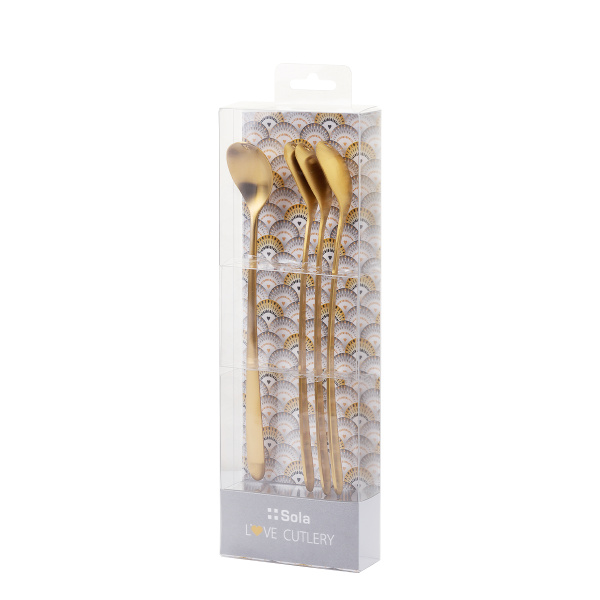 Cuillères à latte avec cœur dorées set 4 pièces – Love Cutlery