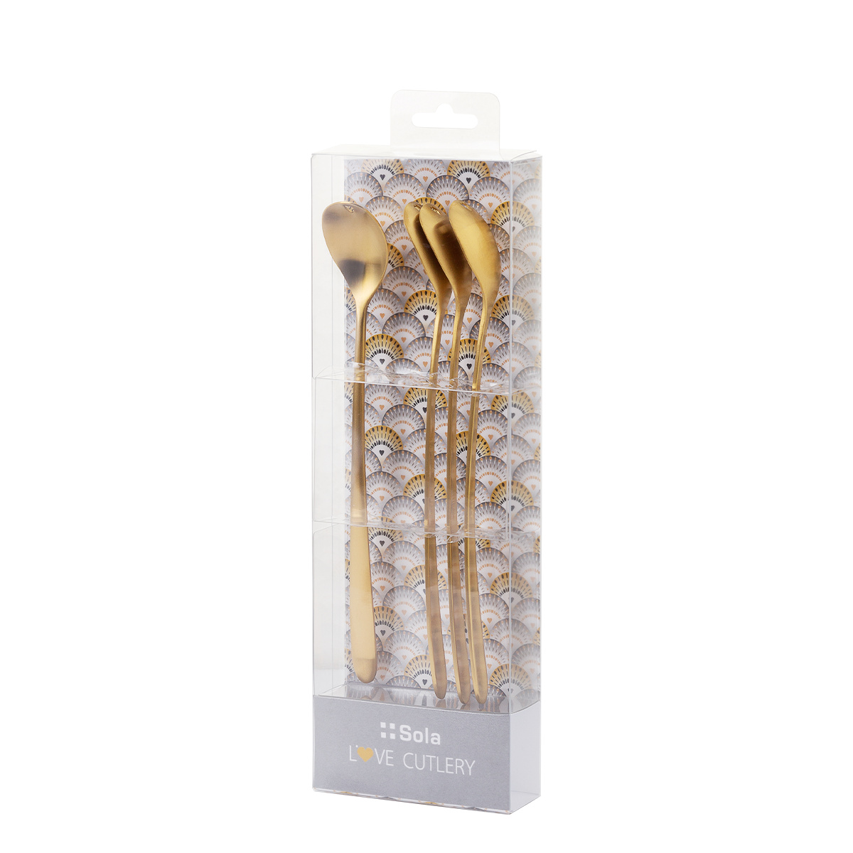 Cuillères à latte avec cœur dorées set 4 pièces – Love Cutlery