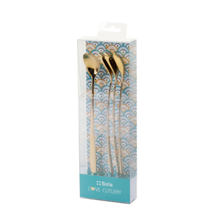 Cuillères à latte avec cœur champagne set 4 pièces – Love Cutlery
