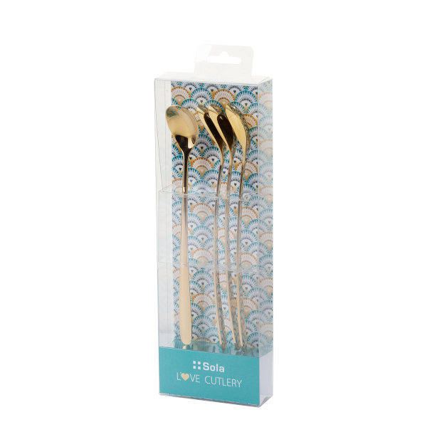 Cuillères à latte avec cœur champagne set 4 pièces – Love Cutlery