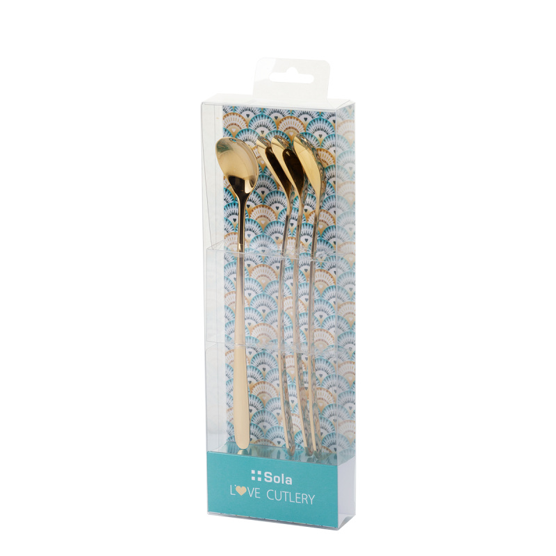 Cuillères à latte avec cœur champagne set 4 pièces – Love Cutlery
