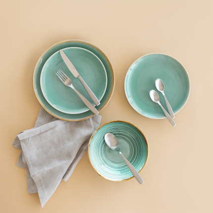 Service en porcelaine 18 pièces Gaya Sand turquoise | Lunasol