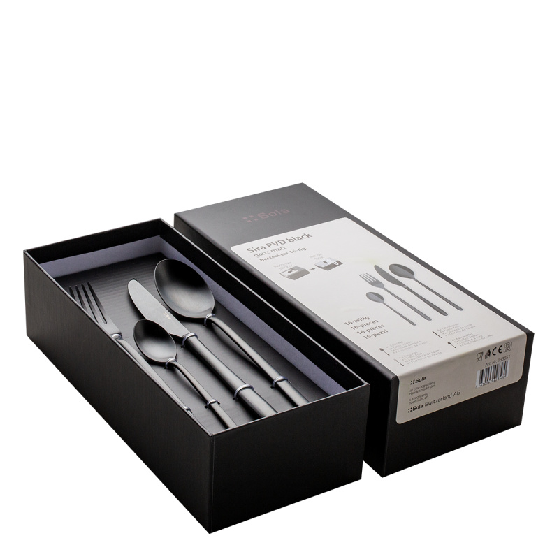 Set de couverts 16 pcs – Sira PVD noir entièrement mat