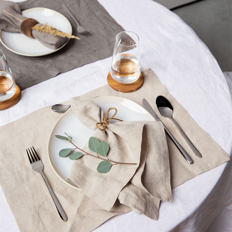 Set de table en lin couleur craie 35 x 50 cm - Gaya Ambiente