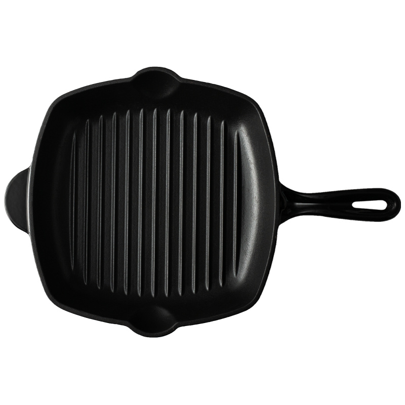 Poêle à griller en fonte émaillée noire, 27 x 27 cm - Jupiter Lunasol