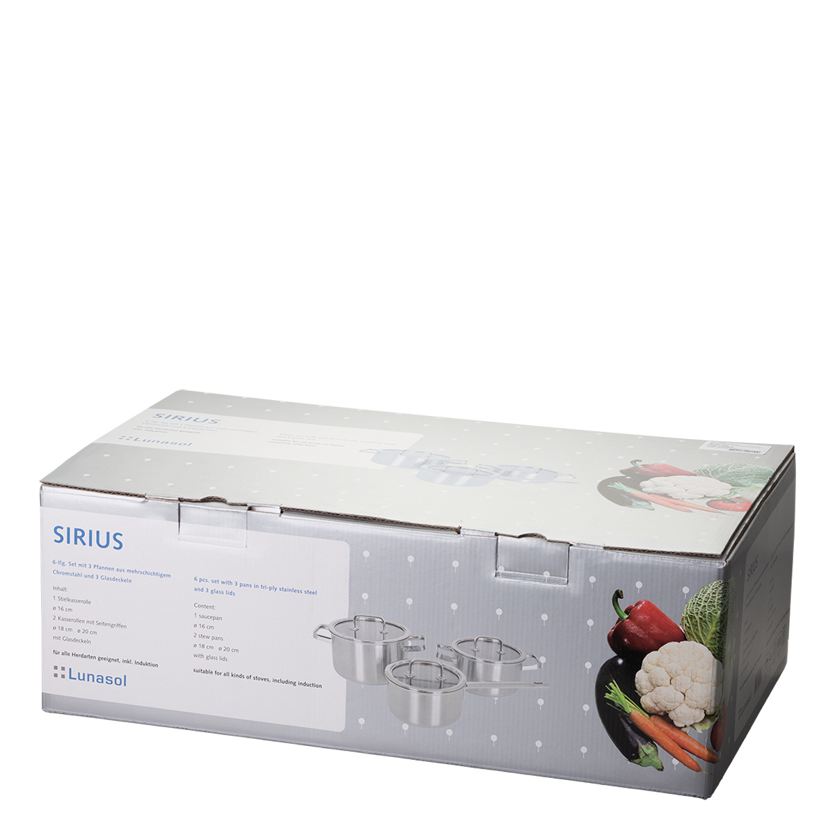 Pfannenset 6-tlg. mit Glas-Deckel - Sirius Triply Lunasol