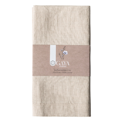 Serviettes en lin couleur craie 50 x 50 cm 2 pcs - Gaya Ambiente