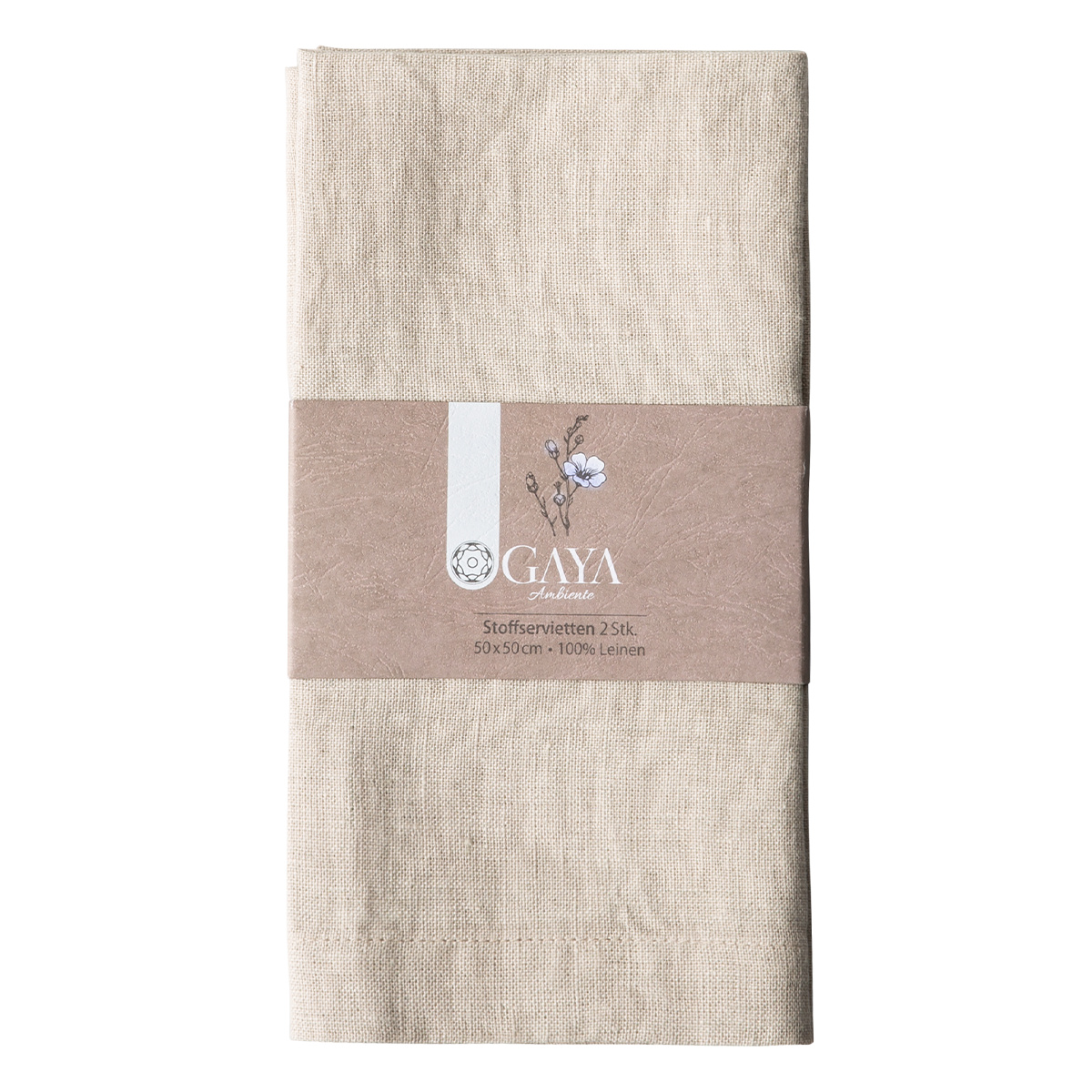 Serviettes en lin couleur craie 50 x 50 cm 2 pcs - Gaya Ambiente