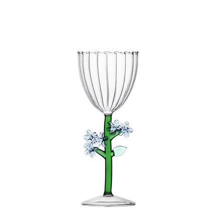 Verre à pied fleur bleu clair | Ichendorf