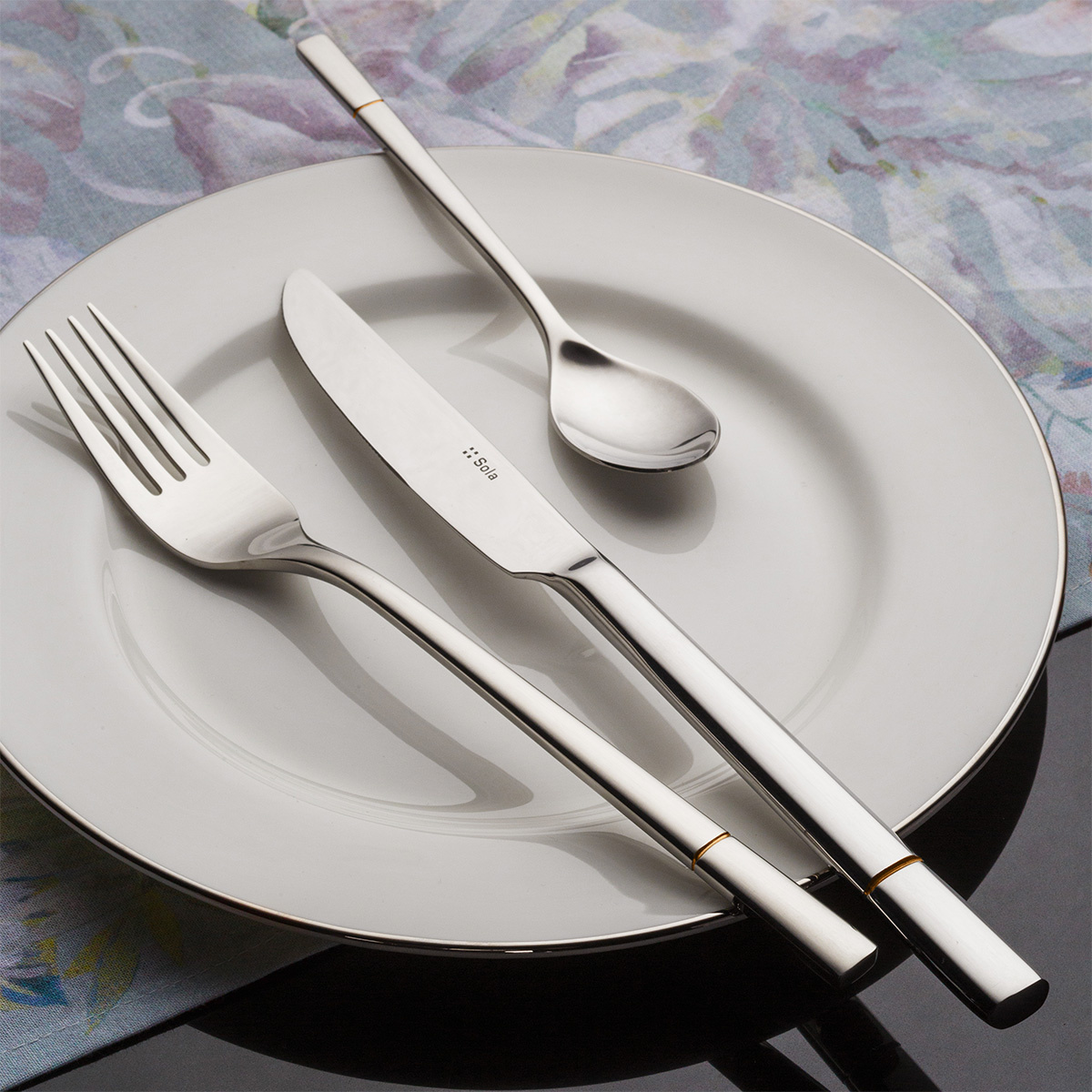 Set de couverts à dessert 24 pièces — Luxus doré rainuré