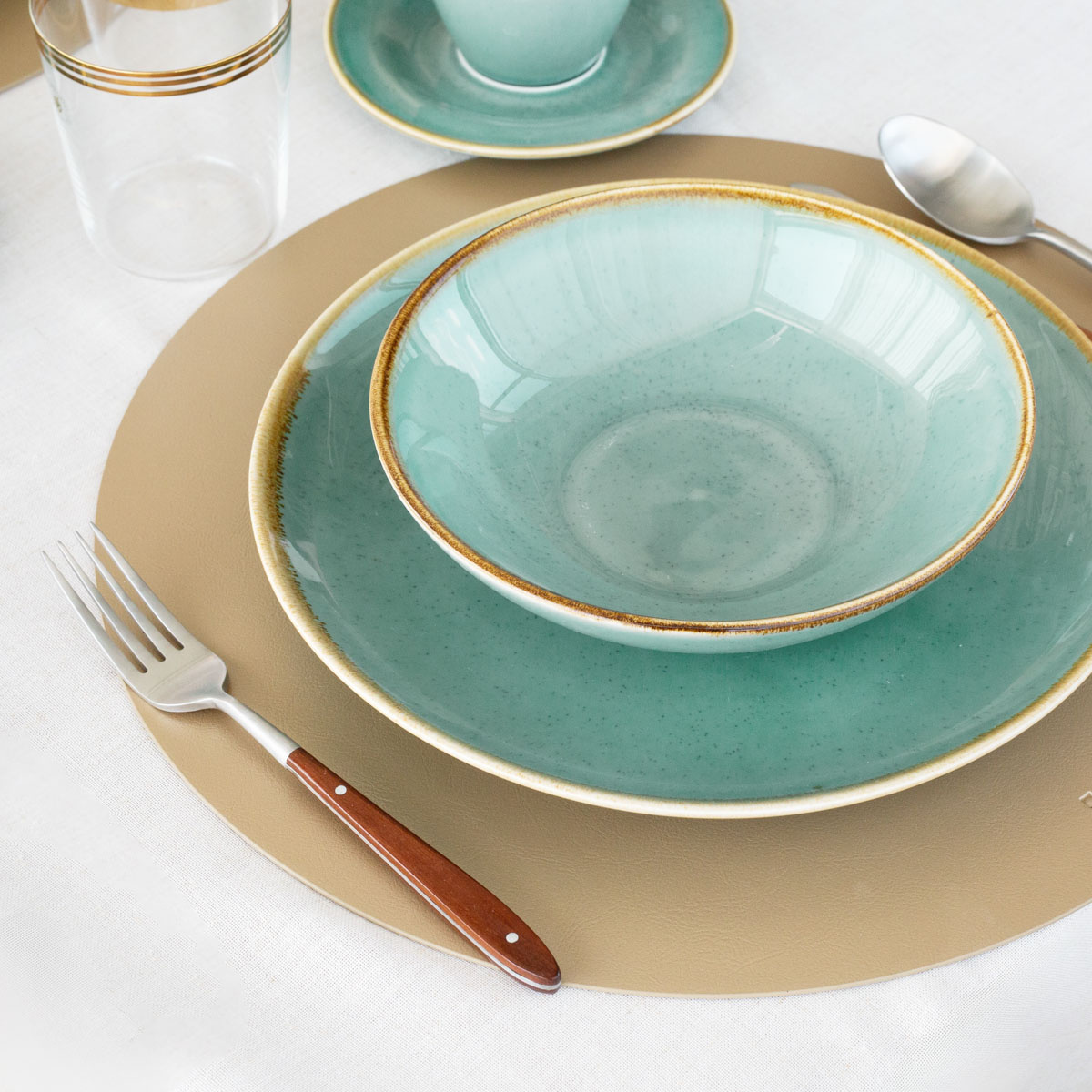 Service en porcelaine 30 pièces – Sand turquoise – Gaya