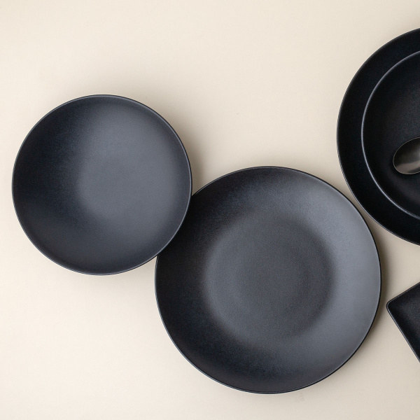 Assiette plate 27 cm 4 pcs - Basic noir mat