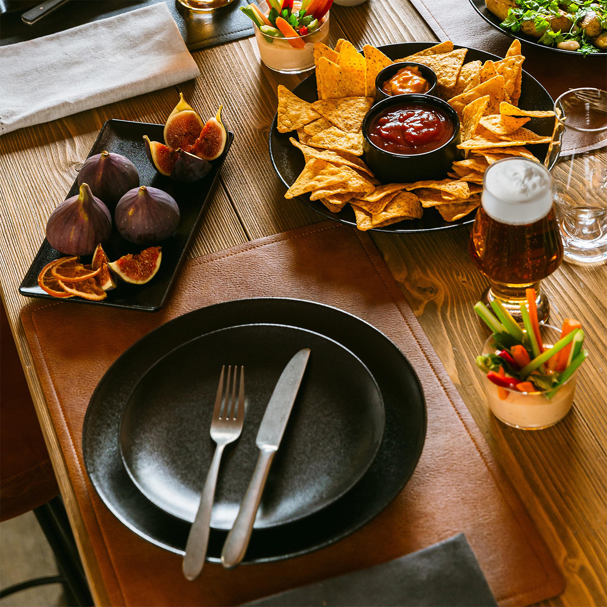 Assiette plate 27 cm 4 pcs - Basic noir mat