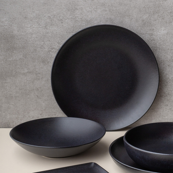 Assiette plate 27 cm 4 pcs - Basic noir mat