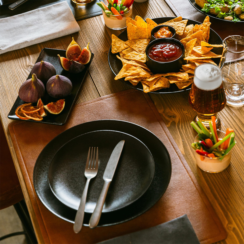 Assiette plate 27 cm 4 pcs - Basic noir mat