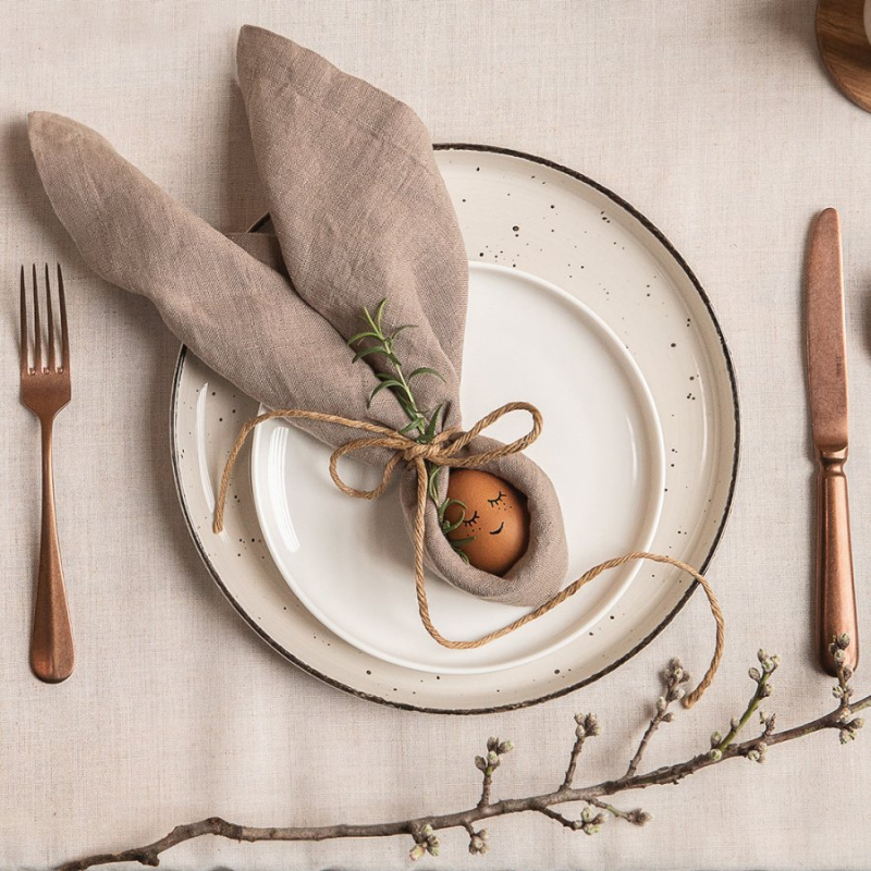 Assiette plate U-Coupe 28 cm - Gaya Atelier gris clair moucheté