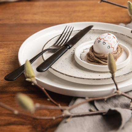 Assiette plate U-Coupe 20 cm - Gaya Atelier gris clair mouchetée
