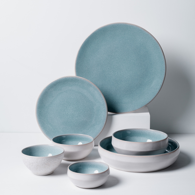 Set d'assiettes en céramique 18 pcs - Gaya Elements Glacial Ice North