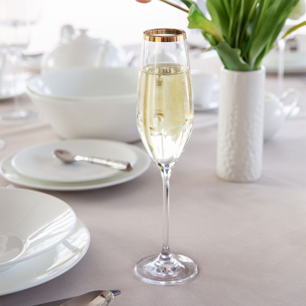 Flûte à champagne avec bord doré 210 ml - Premium Glas Crystal