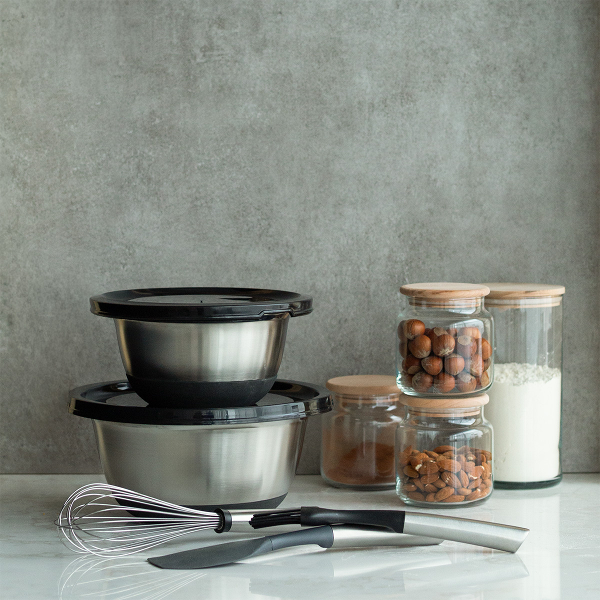 Set de bols mélangeurs avec couvercle 4 pcs – Basic Kitchen