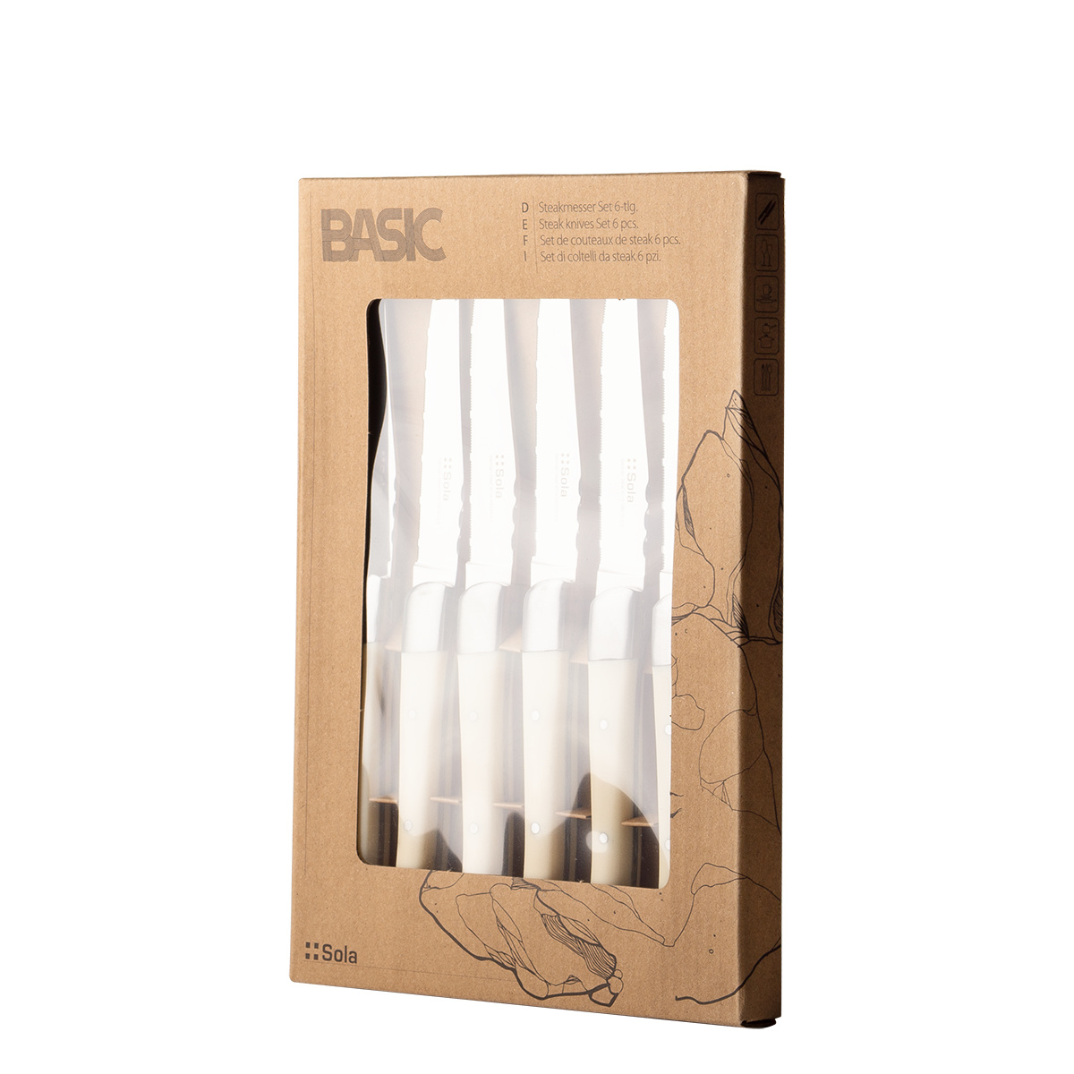 Set de 6 couteaux à steak blanc | Basic Country II