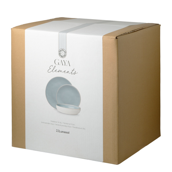 Set d'assiettes en céramique 18 pcs - Gaya Elements Glacial Ice North