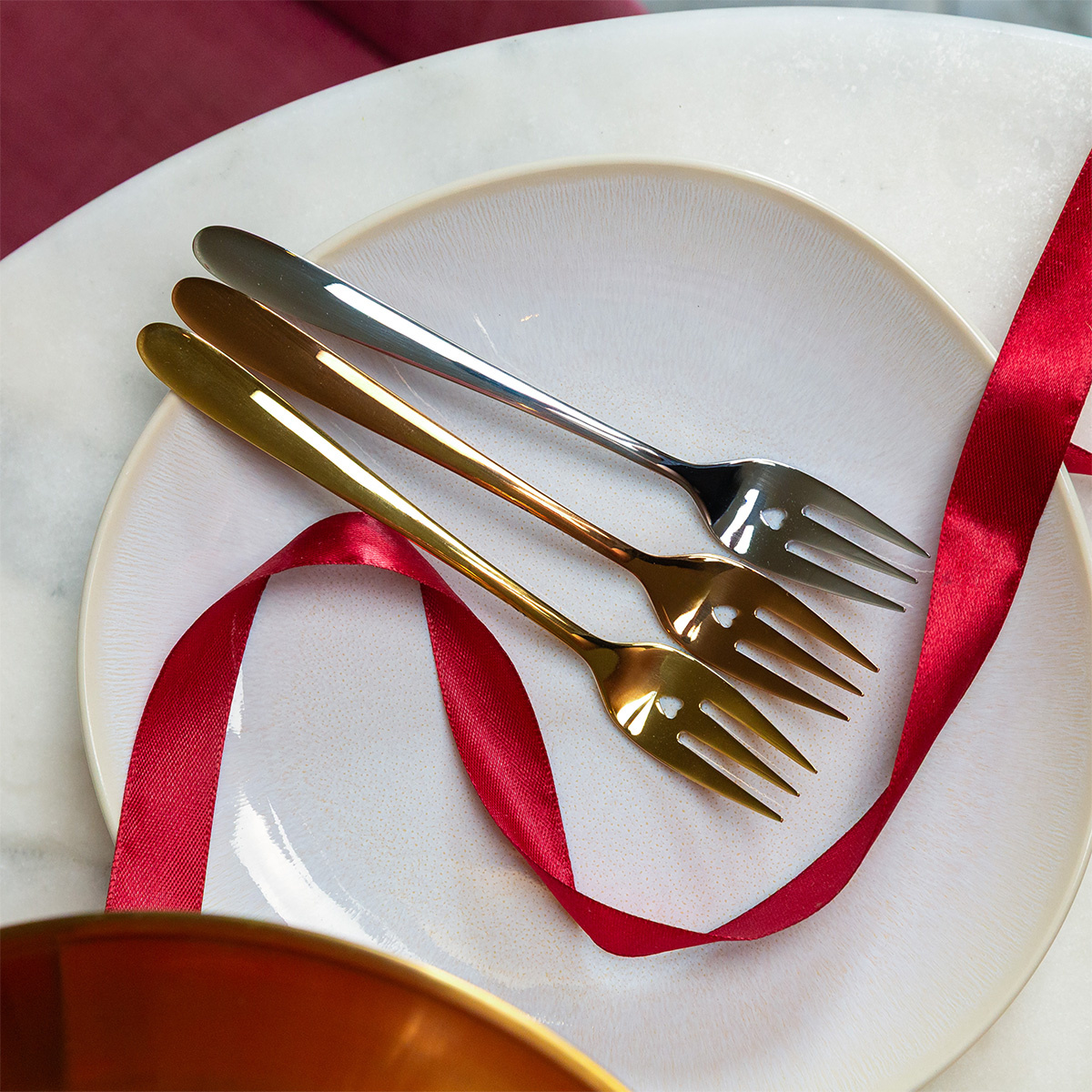 Coffret cadeau avec cœur 6 pièces or rose — Love Cutlery