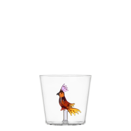 Verre avec oiseau tropical ambré | Ichendorf