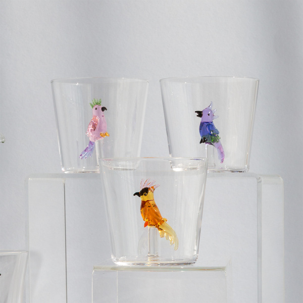 Verre avec cacatoès rose | Ichendorf
