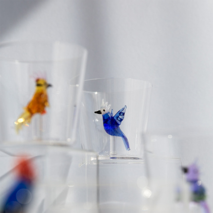 Verre avec oiseau tropical bleu | Ichendorf