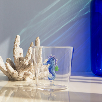 Verre avec hippocampe bleu | Ichendorf
