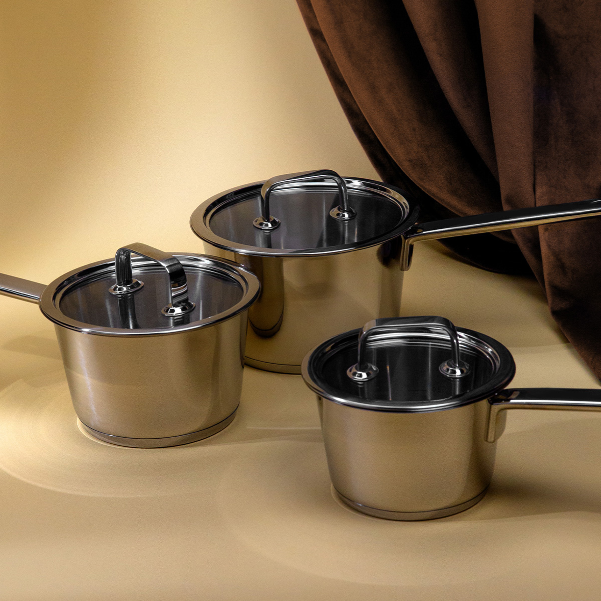 Set de casseroles 3 pcs avec couvercles - Merkur Master Chef Lunasol