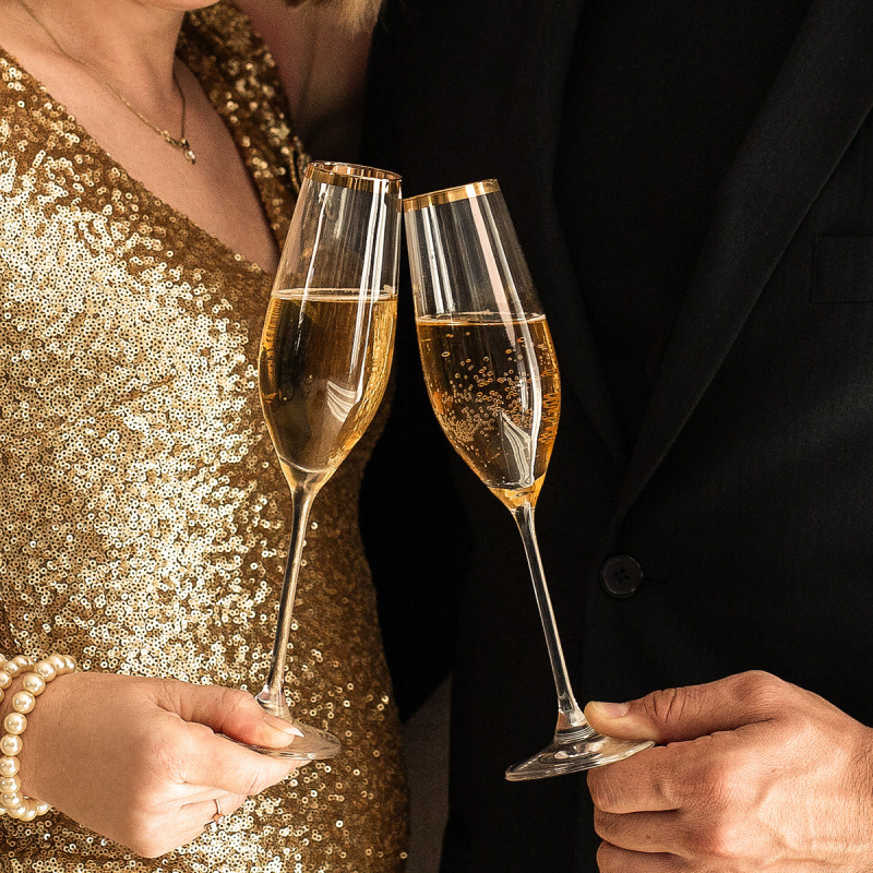 Flûte à champagne avec bord doré 210 ml - Premium Glas Crystal