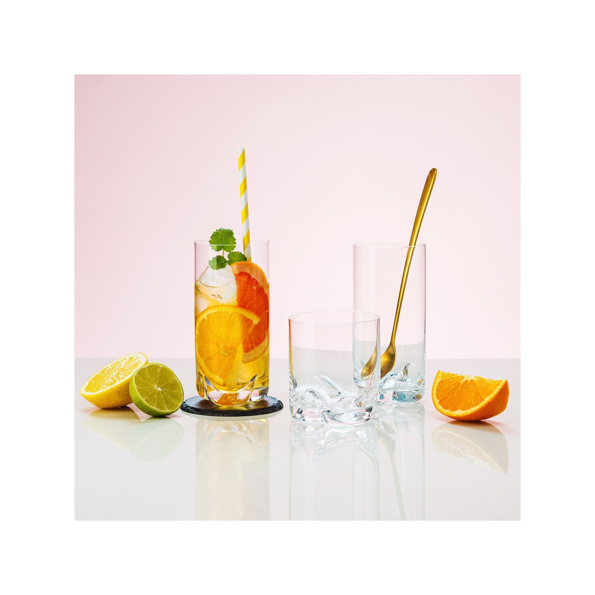 Verres à fond gris Tumbler 300 ml set de 6 - Anno Glas Lunasol Color