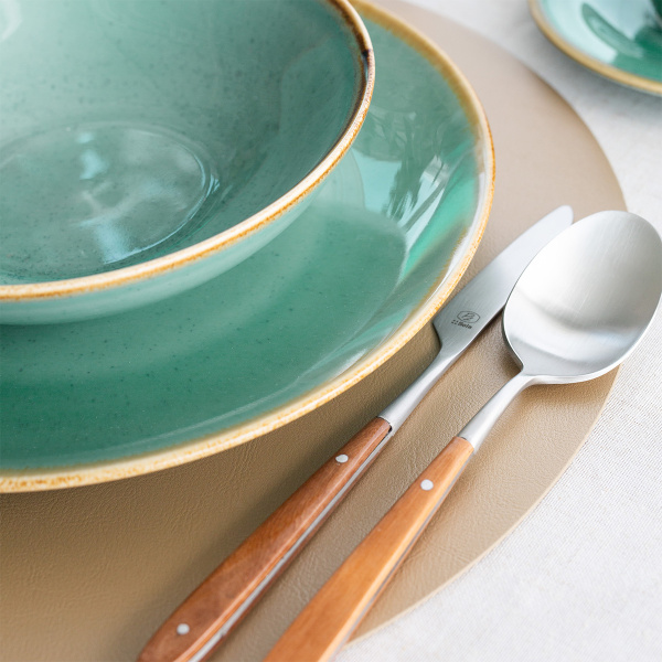 Service en porcelaine 12 pièces | Gaya Sand turquoise