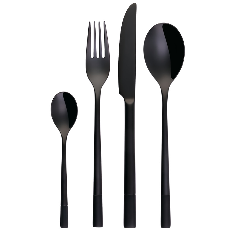 Set de couverts 5 pcs – Luxus PVD noir avec manche satiné